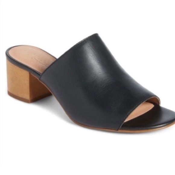 Madewell Black Leather Mules Block Heel - Picture 3 of 11